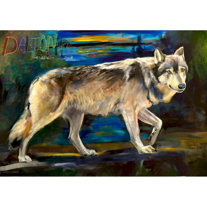 Grey Wolf - Original Acrylic Painting on board with stand - 48" x 96" - $5000.00