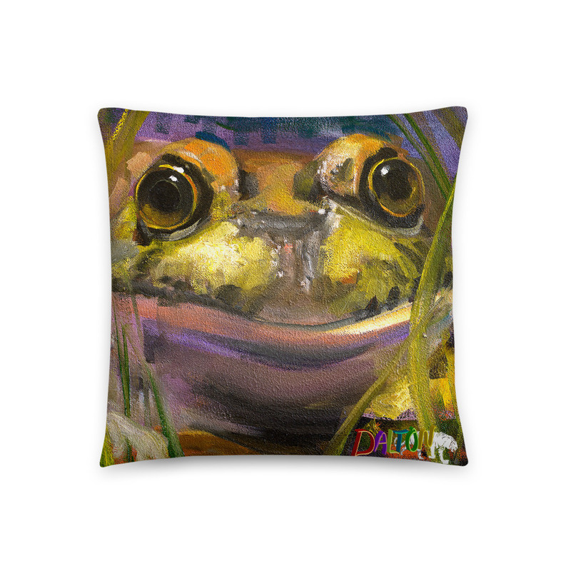 Frog -  Pillow - All-Over Print Premium Pillow Case w/ stuffing, art on both sides. The pillow is made from moisture-wicking polyester. 18" x 18" - $29.99