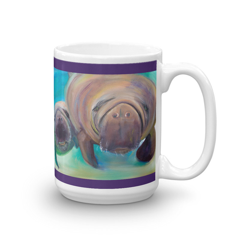 Manatees - Mug - 15oz sturdy and glossy with a vivid print that'll withstand the microwave and dishwasher. • Ceramic - $18.99