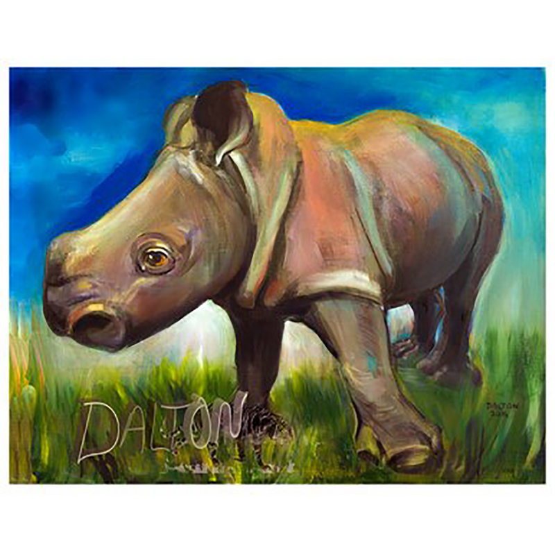 Baby Black Rhino - Canvas Print: with white canvas border - 17" x 14" - $69.00
