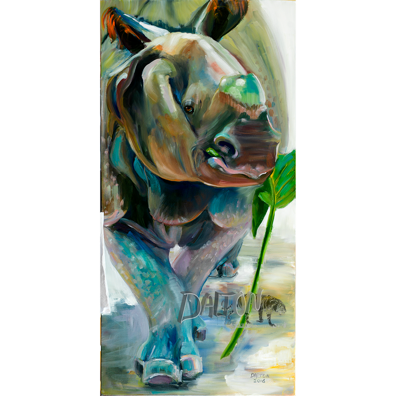 Rhino - Original: Oil Painting - 24" x 48" - $800.00