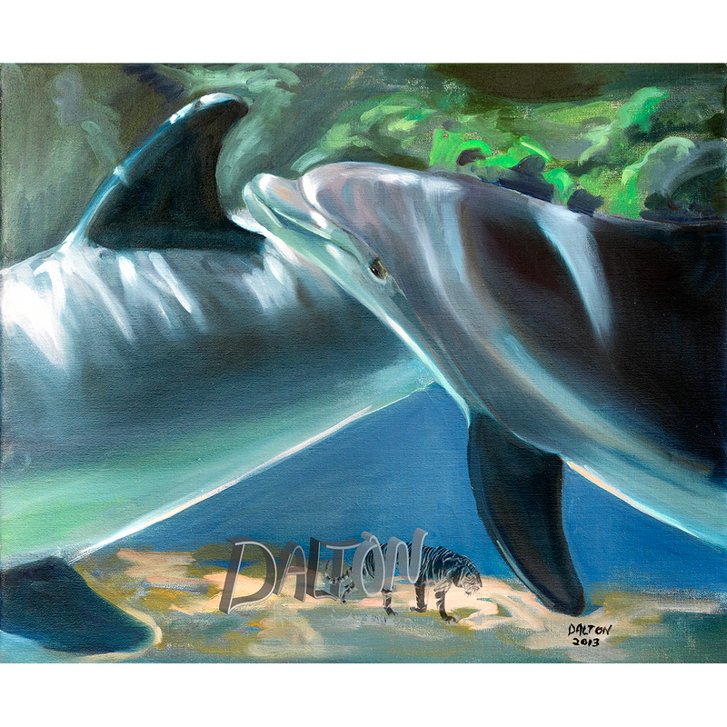 Dolphins - Original Oil Painting 24 "x 20" -$350.00