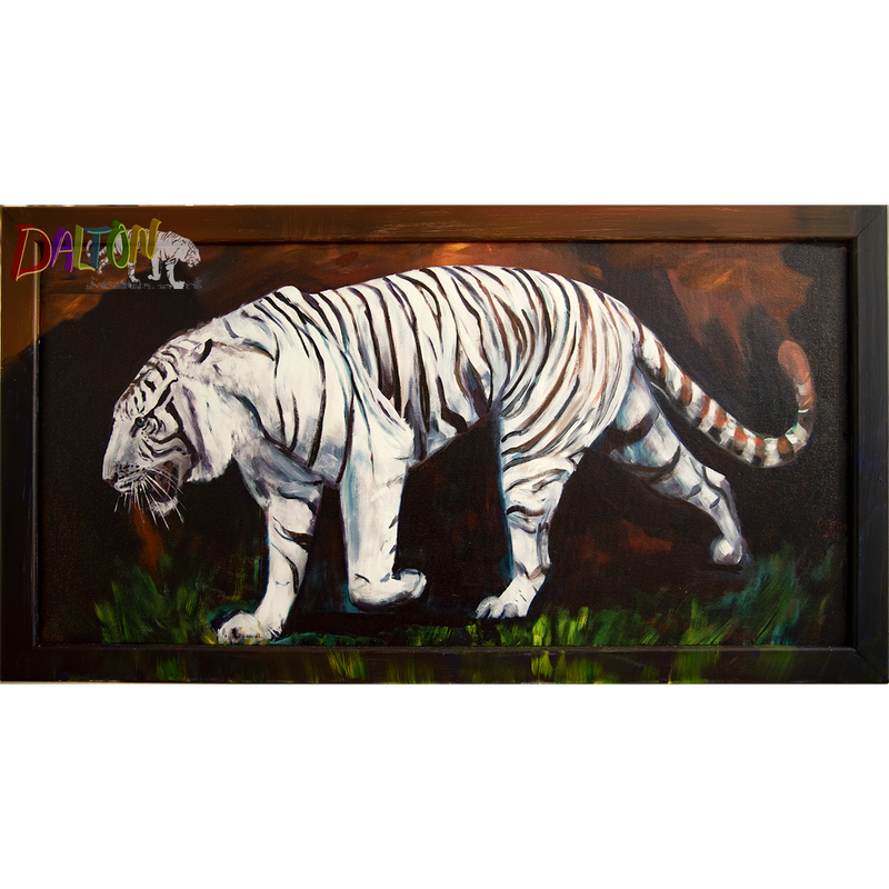 Tiger - Framed: Hand-painted frame over  canvas print - 25" x 13" - $119.00