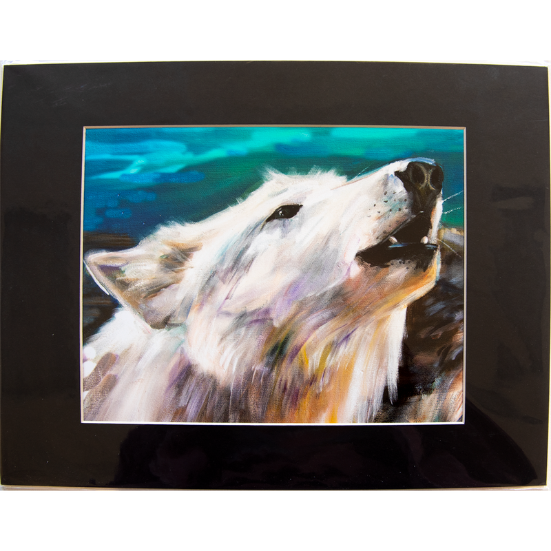 Wolf - Matted: print framed with black matt, clear glassine cover - 11" x 14" - $23.00