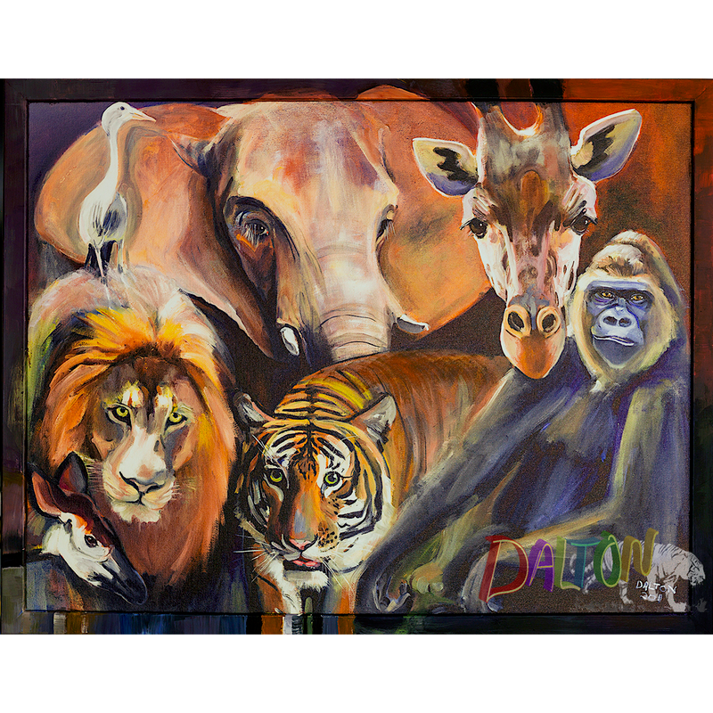 Group - Framed: Hand-painted frame on canvas print 25" x 19" - $119.00