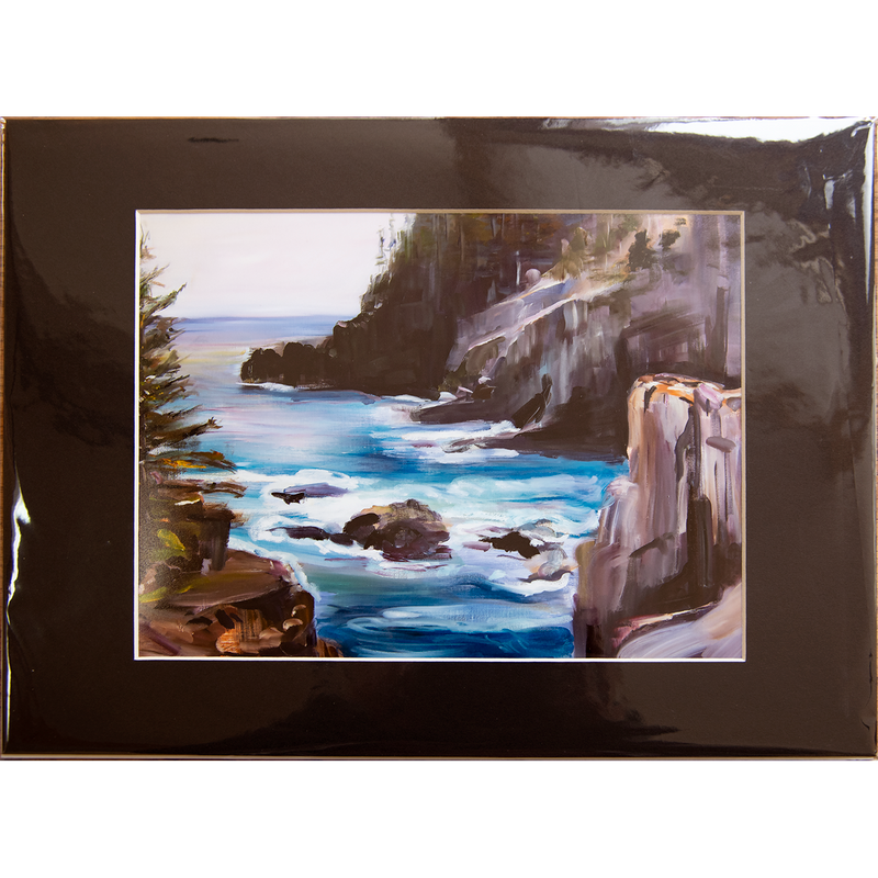 Cliffs - Matted: print framed with black matt, clear glassine cover -11" x 14"  - $23.00