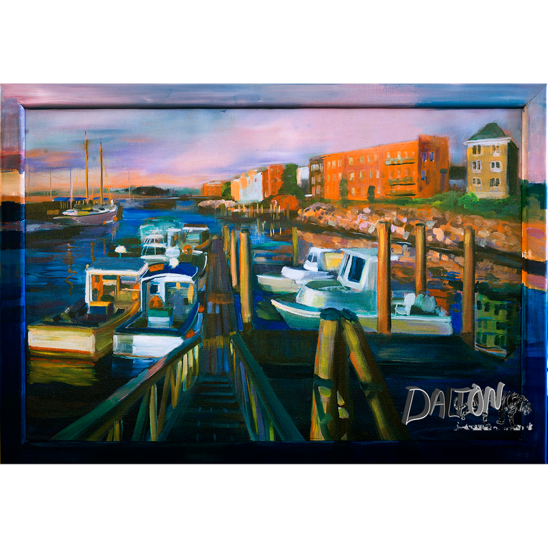 Harbor - Framed: Hand-painted frame over canvas print - 27" x 18" - $119.00