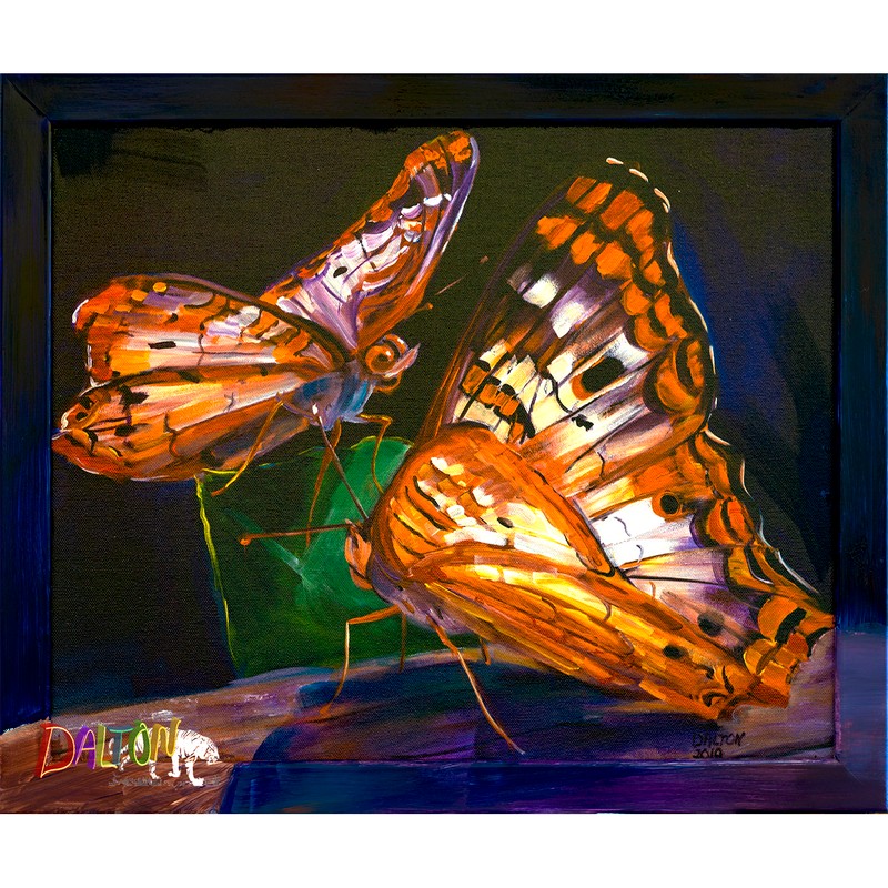 Butterflies - Framed: Hand-painted frame over canvas print - 18"x 14.5"- $99.00