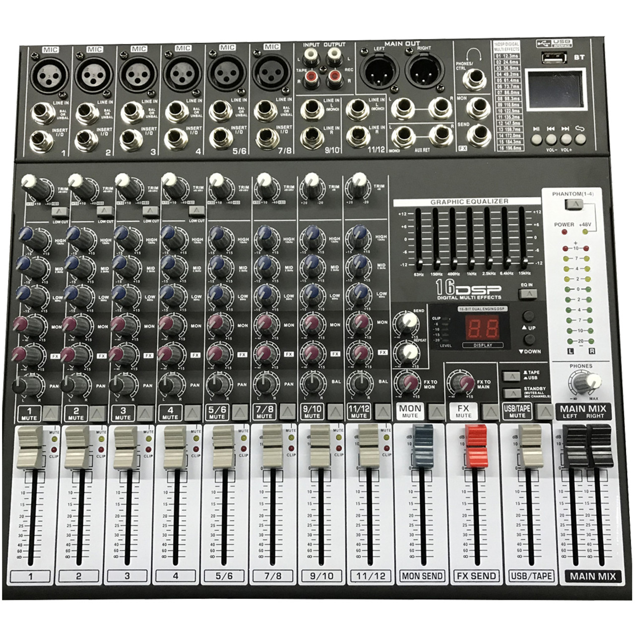 12Channel DSP Echo Professional Mixer