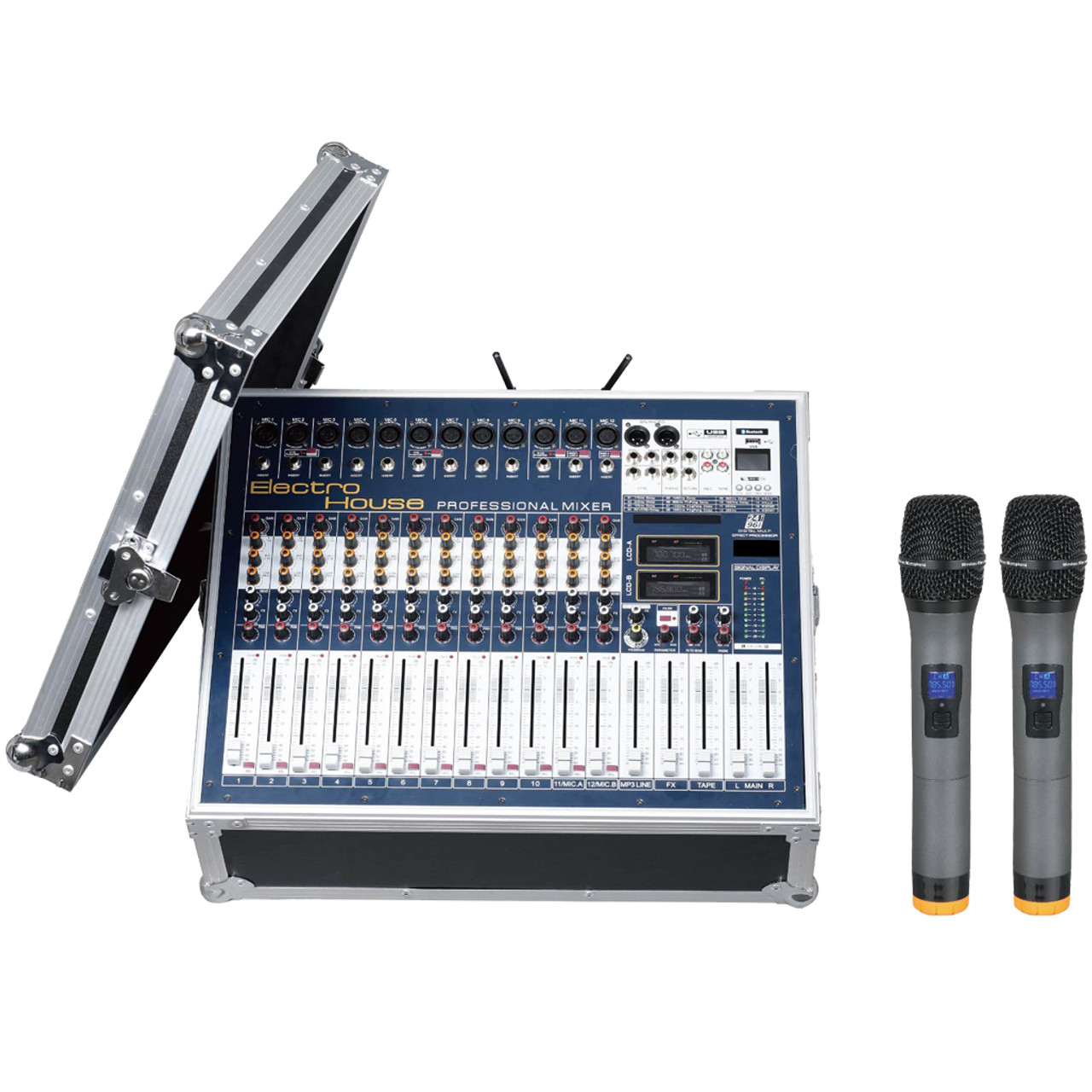 Professional 12-Channel Power Mixer with Microphone (B11)