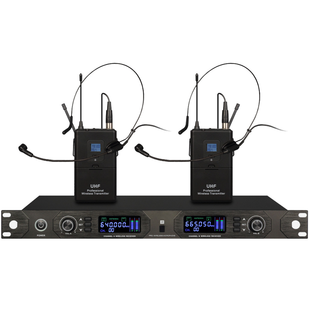UHF Professional Wireless Headworn Microphone 2 Channel (A102)