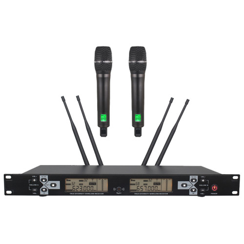 UHF True Diversity Performance Wireless Microphone 2 Channel (F02)