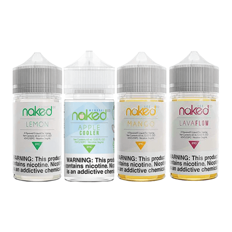 Naked 100 E-Liquid 60mL (Freebase)

Embark on a vaping adventure like no other with Naked 100 E-Liquid 60mL, exclusively available at EIvape.com. Delve into a realm of premium e-liquids that redefine your vaping experience, now conveniently offered in spacious 60mL glass dropper bottles.

Unveiling a World of Flavor: The Naked 100 E-Liquid 60mL collection is a testament to the artistry of flavor crafting. With a wide array of options to choose from, you’re sure to find your vaping soulmate among these delectable blends. From the Original Fruit concoctions that burst with natural sweetness to the exhilarating Menthol & ICE variations that provide a refreshing twist, every bottle is a journey into flavor perfection.

Nicotine Customization: Naked 100 understands that every vaper is unique. That’s why we offer a variety of nicotine strengths to cater to your individual preferences. Whether you prefer the nicotine-free experience of 0mg or you’re looking for that mild kick with 3mg or 6mg, and even if you desire a bolder sensation with 12mg, we’ve got you covered. Naked 100 E-Liquid 60mL is designed to meet your cravings, no matter your nicotine requirements.

Harmonious VG/PG Balance: Achieving the perfect balance between vapor production and flavor is an art form, and Naked 100 has mastered it. Our e-liquids feature a precisely crafted VG/PG ratio of 70VG/30PG, ensuring you enjoy lush clouds without sacrificing the integrity of the flavors. It’s a delicate equilibrium that sets Naked 100 apart in the vaping world.

Crafted for Discerning Vapers: Naked 100 E-Liquid 60mL is more than just a vape juice; it’s a testament to uncompromising quality. Each bottle is a product of meticulous craftsmanship, designed to deliver a consistently exceptional vaping experience. The 60mL glass dropper bottles not only showcase the premium nature of the e-liquid but also offer convenience and ease of use.

The Naked 100 Experience: Elevate your vaping journey with Naked 100 E-Liquid 60mL. Whether you’re a seasoned vaper or just beginning your exploration of flavors, our collection promises satisfaction and sophistication. It’s a world where taste knows no bounds, and clouds come alive with flavor.

Indulge in Naked 100 E-Liquid 60mL: Don’t miss the chance to immerse yourself in the world of Naked 100 E-Liquid 60mL. It’s a journey into vaping perfection, where every puff is a delightful revelation of taste. Shop now and savor the essence of Naked 100, where flavor reigns supreme.

Flavors:

Original Fruit

All Melon – Watermelon | Cantaloupe | Honeydew Melon
Amazing Mango – Mango | Peach | Cream
Azul Berries – Blueberry | Raspberry | Cream
Berry Lush – Pineapple | Strawberry | Cream
Go Nanas – Banana | Cream
Green Blast – Honeydew Melon | Kiwi | Apple
Lemon (Green Lemon, Sour Sweet) – Lemon | Lime | Citrus
Maui Sun – Pineapple | Orange | Tangerine
Naked Unicorn – Strawberry | Cream
Peachy Peach – Peach | Mango | Apricot | Candy
Straw Lime (Berry Belts) – Strawberry | Lime
Yummy Strawberry (Yummy Gum) – Strawberry | Bubblegum | Cream

Menthol & ICE

Amazing Mango ICE – Mango | Peach | Cream
Apple Cooler – Apple | Watermelon | Grape Ice
Hawaiian POG ICE – Orange | Passionfruit | Guava
Lava Flow ICE – Strawberry | Pineapple | Coconut
Features:
Bottle Size – 60mL Glass Dropper Bottle
Available Nicotine – 0mg | 3mg | 6mg | 12mg
VG/PG Ratio – 70VG/30PG