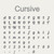 Every character available in the Cursive font — A to Z, a to z, 0 to 9, and punctuation including a slash and an ampersand — 3D printed outdoor house numbers and letters