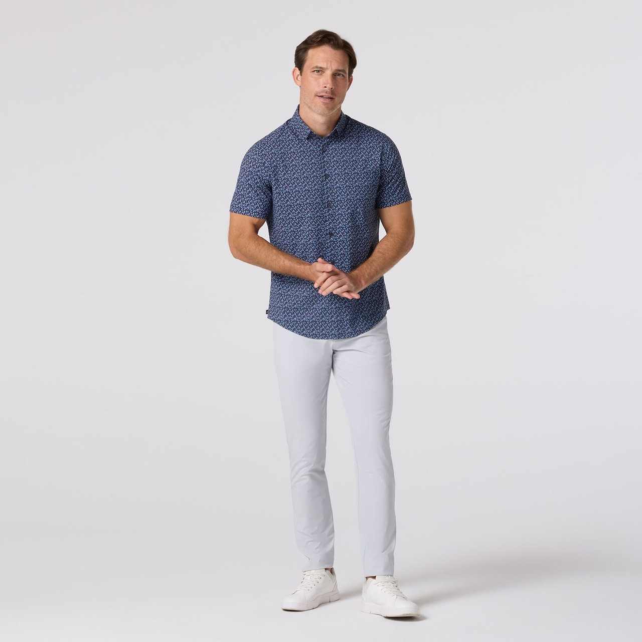 short sleeve men's dress shirt Yaoyar Men's Short Sleeve Turndown Collar Shirts Wrinkle Free Regular Fit Dress  Shirt Casual Button Down Shirts with Pocket Navy,2XL