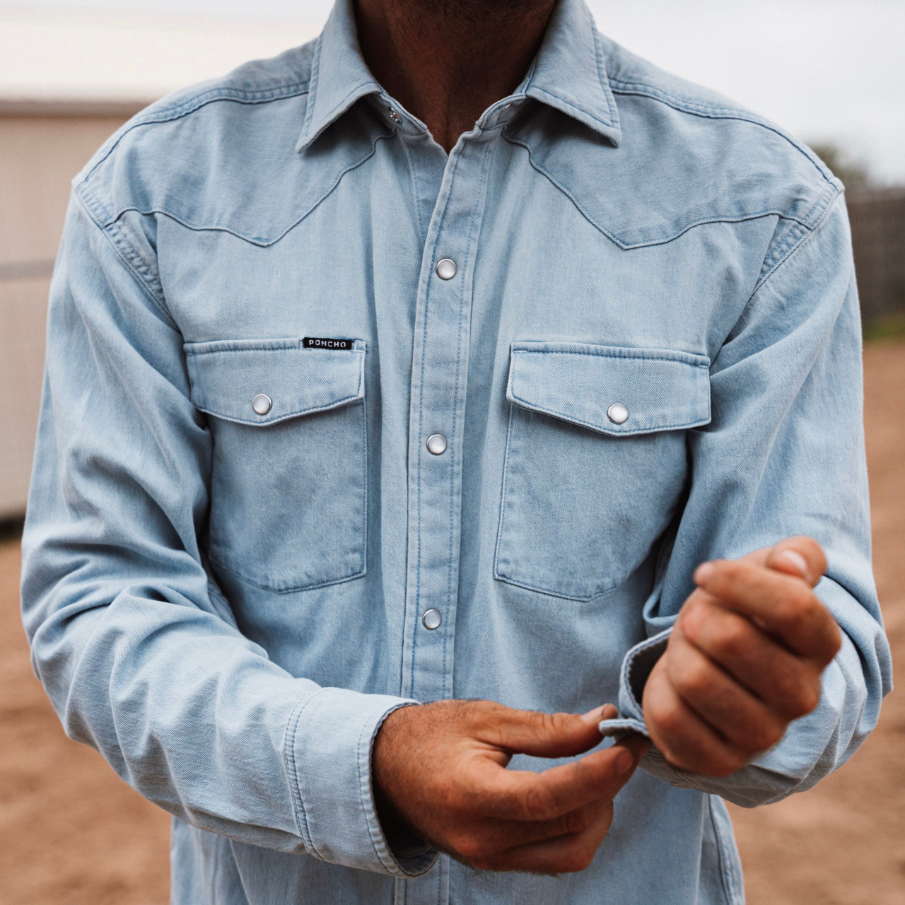 Poncho Outdoors Men's Denim Snapshirt | TYLER'S