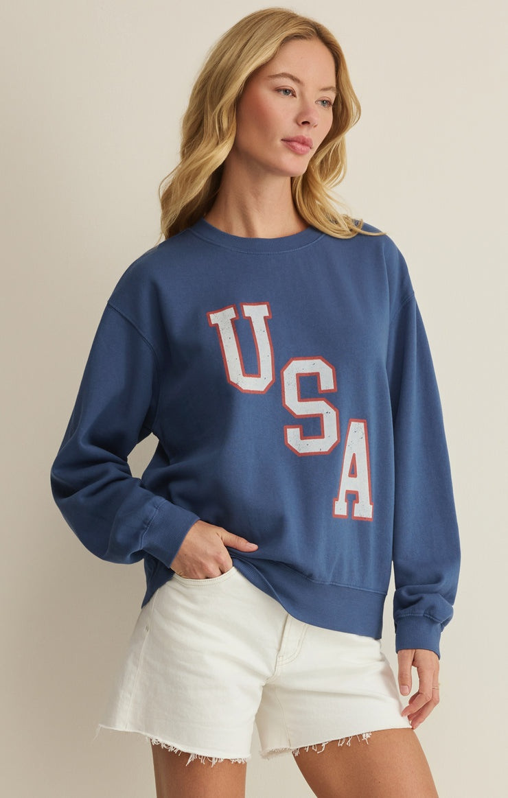 Z Supply Women's Americana Boyfriend Sweatshirt | TYLER'S