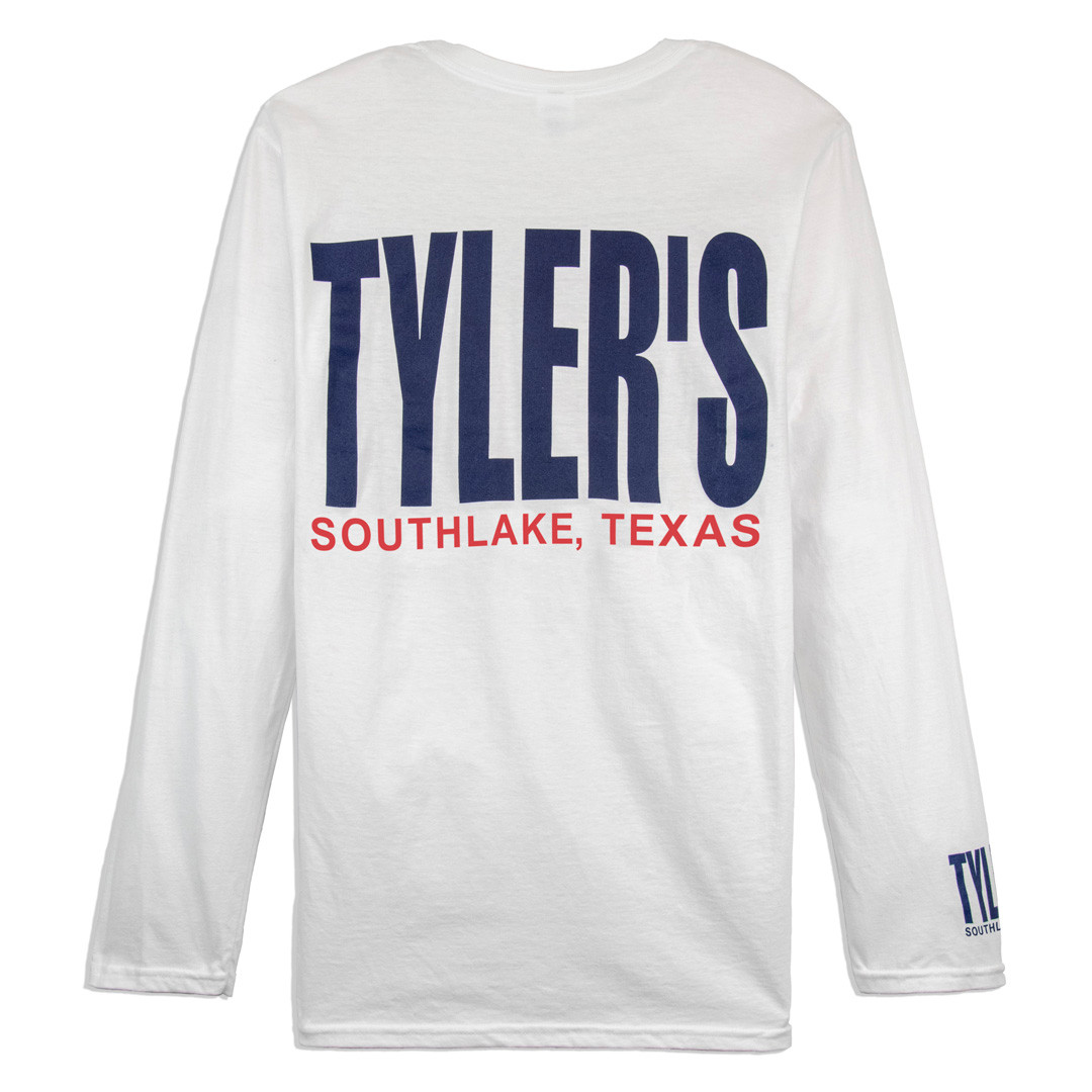 TYLER'S Long Sleeve White & Navy Cuffless Tee