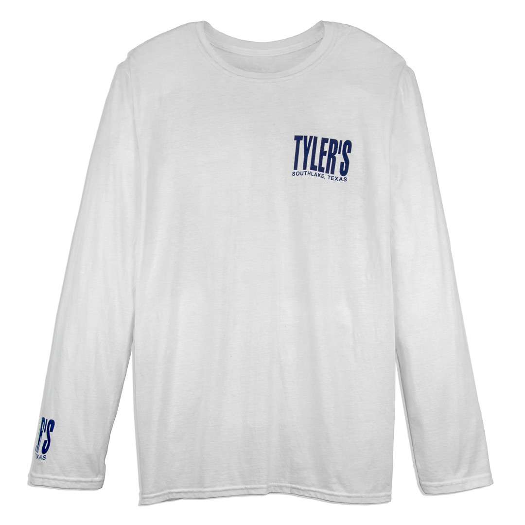 TYLER'S Long Sleeve White & Navy Cuffless Tee