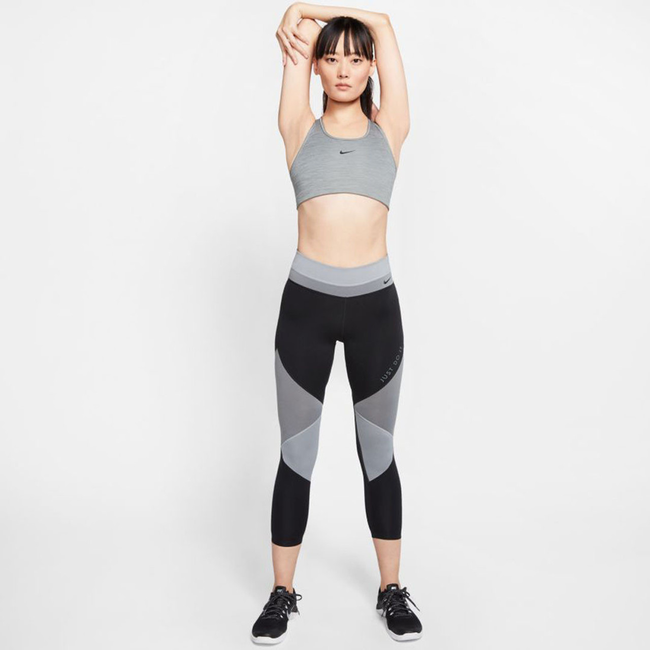 Nike Women's Grey/Black 1-Piece Pad Medium S Sports Bra (BV3636