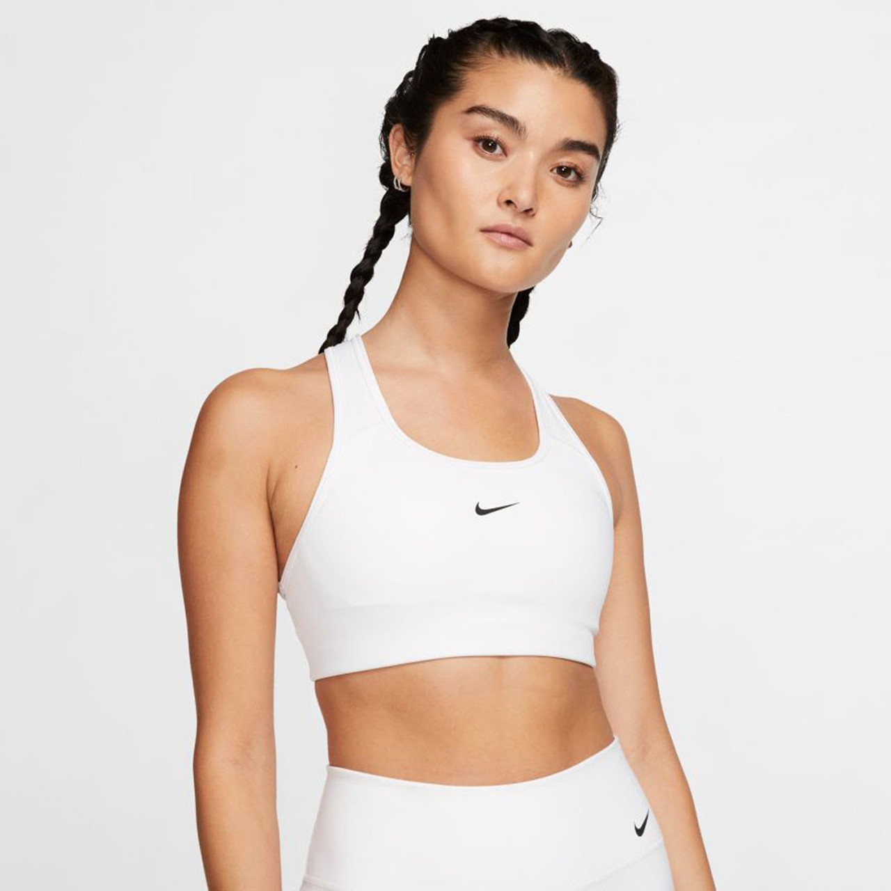 Nike Nike Swoosh Women's Medium-Support Padded Sports Bra - White/Black $  38 | TYLER'S