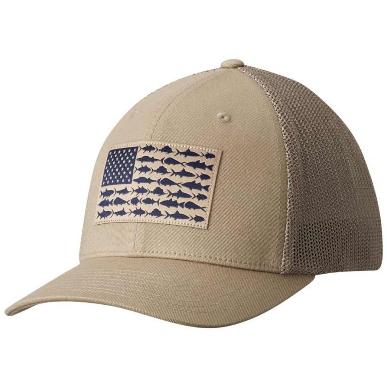 Columbia PFG Mesh Snap Back Fish Flag Ball Cap - Mens