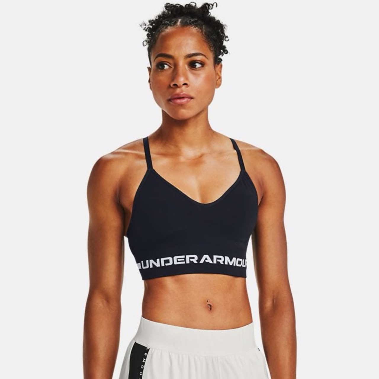 Under Armour Womens' Seamless Low Long Heather Sports Bra - Pitch Grey