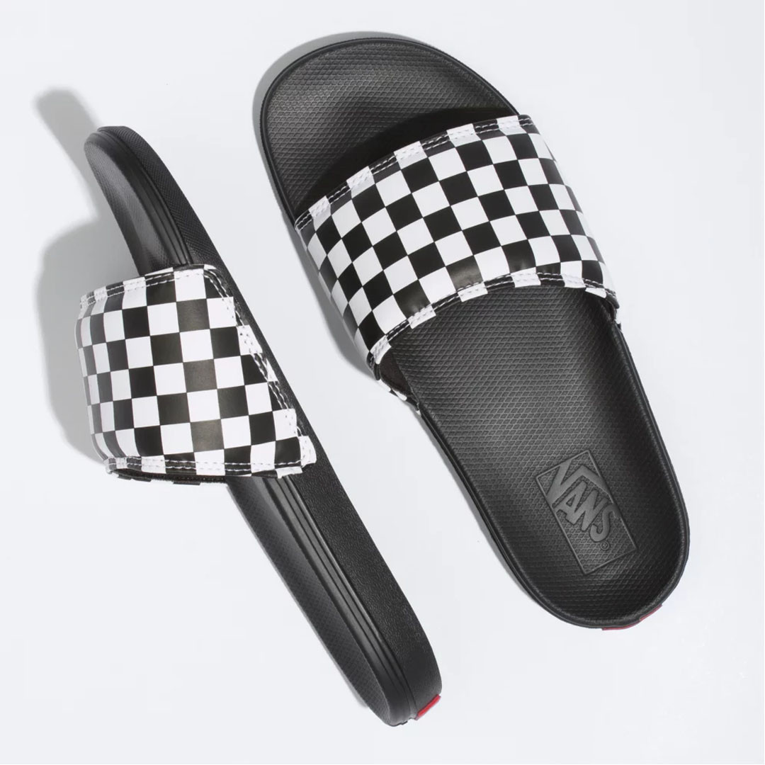 Vans Men's Checkerboard La Costa Slides True White/ Black TYLER'S