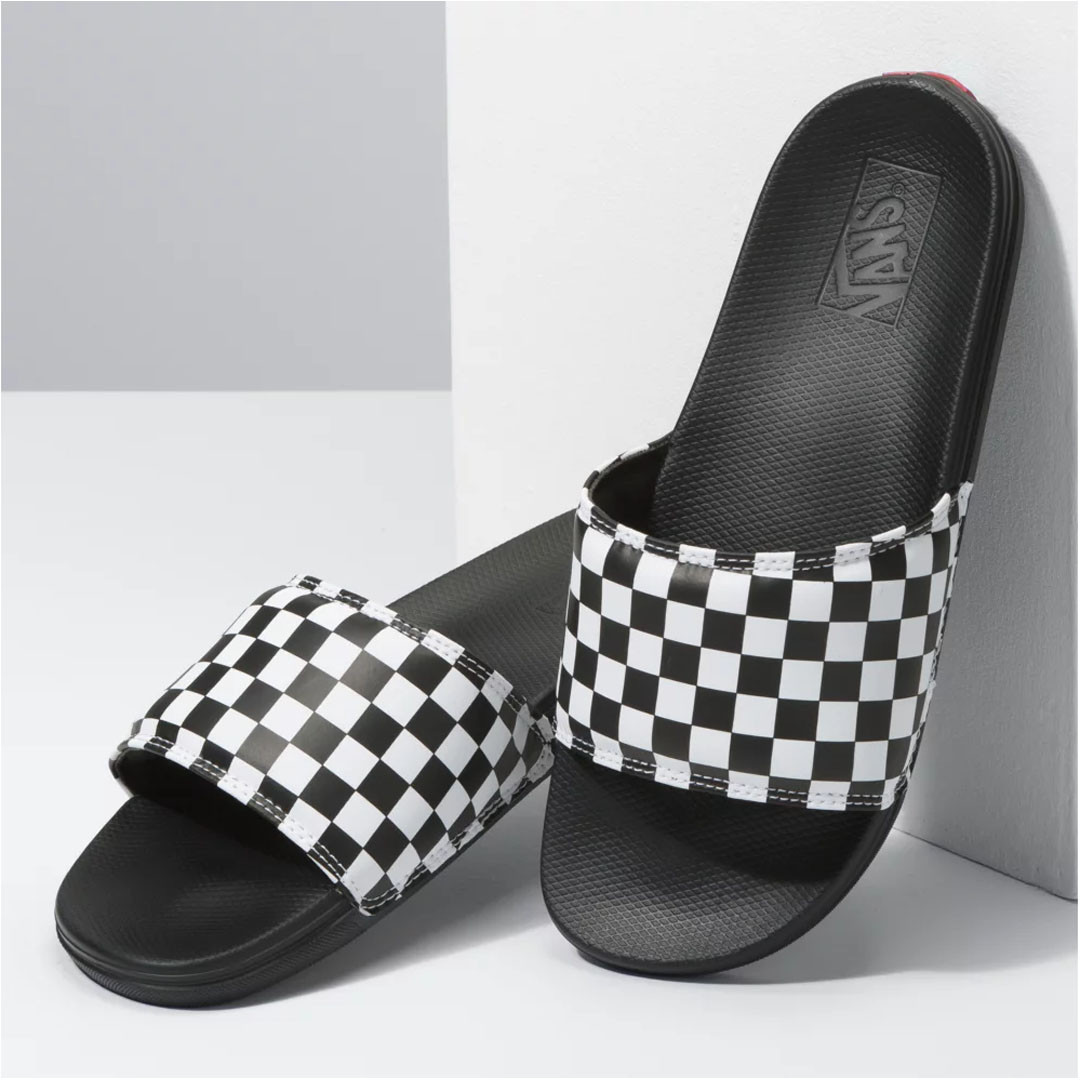 Vans Men's Checkerboard La Costa Slides True White/ Black TYLER'S