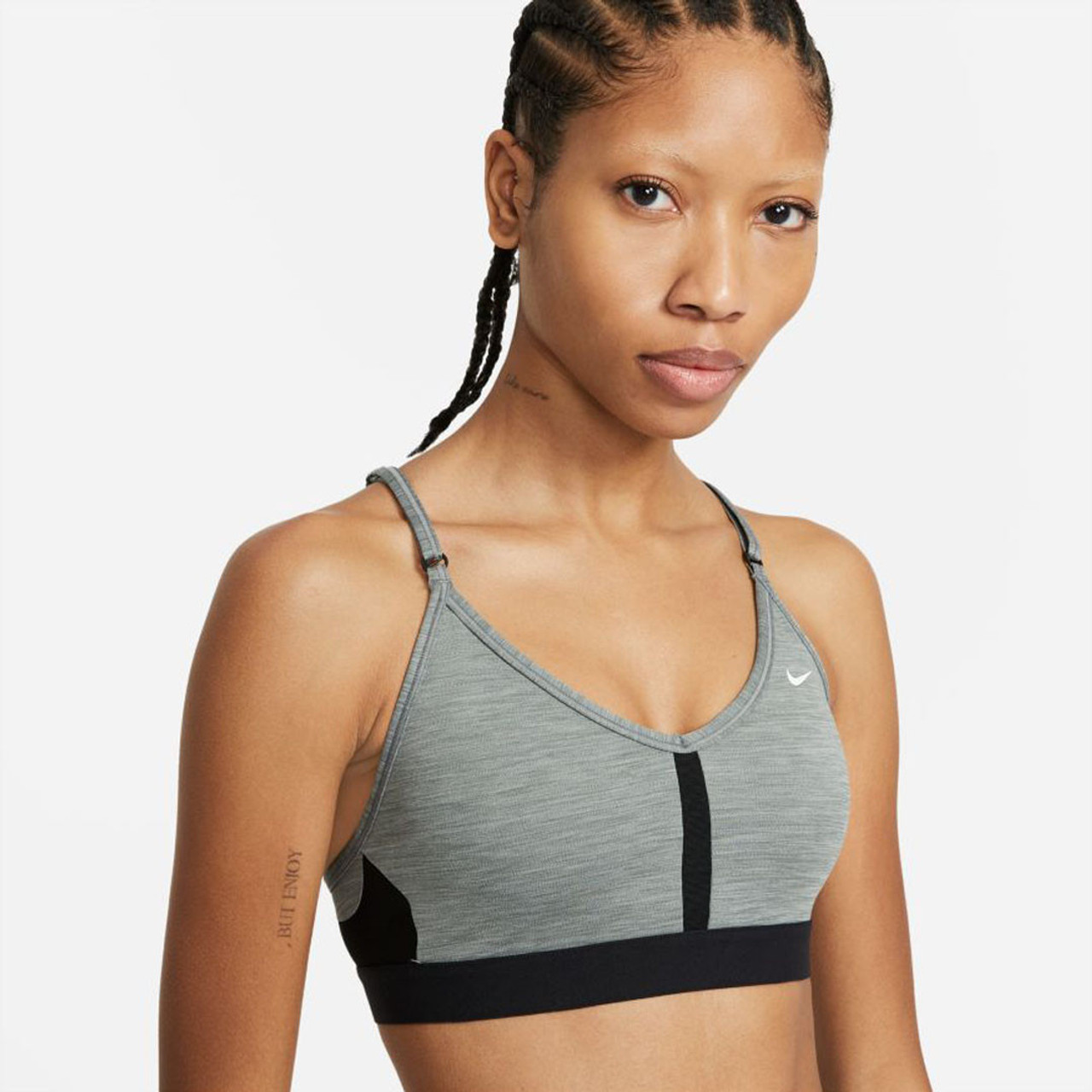 constante Kneden acre Nike Dri-FIT Women's Indy Padded V-Neck Sports Bra - Smoke Grey - TYLER'S