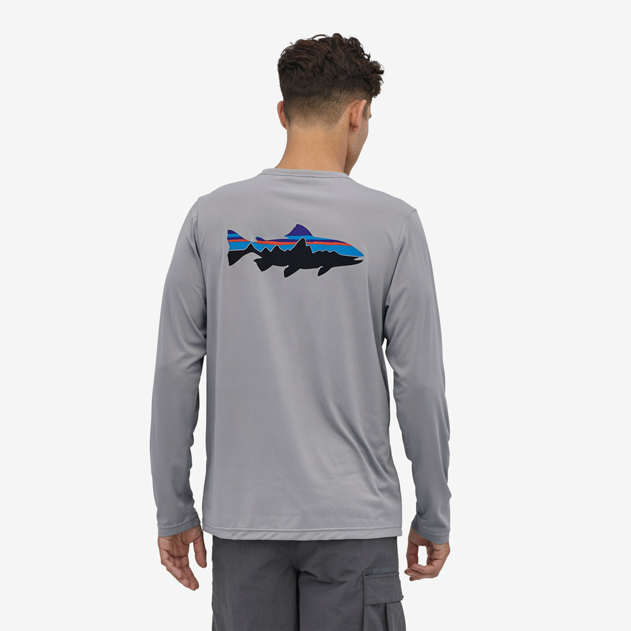 Patagonia Patagonia Men's Capilene Cool Daily Fish Graphic Long Sleeve Tee  - Fitz Roy Trout: Salt Grey $ 59