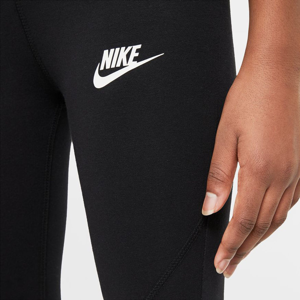 Nike Girls Sportswear Favorite High-Waisted Leggings in Ember/White, Size:  Large