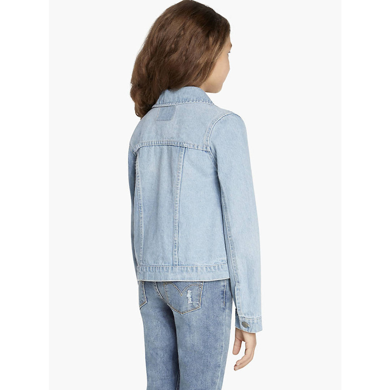 Budding Bees blue denim jacket for girls with pocket thread embriodery -  Budding Bees - 4243410