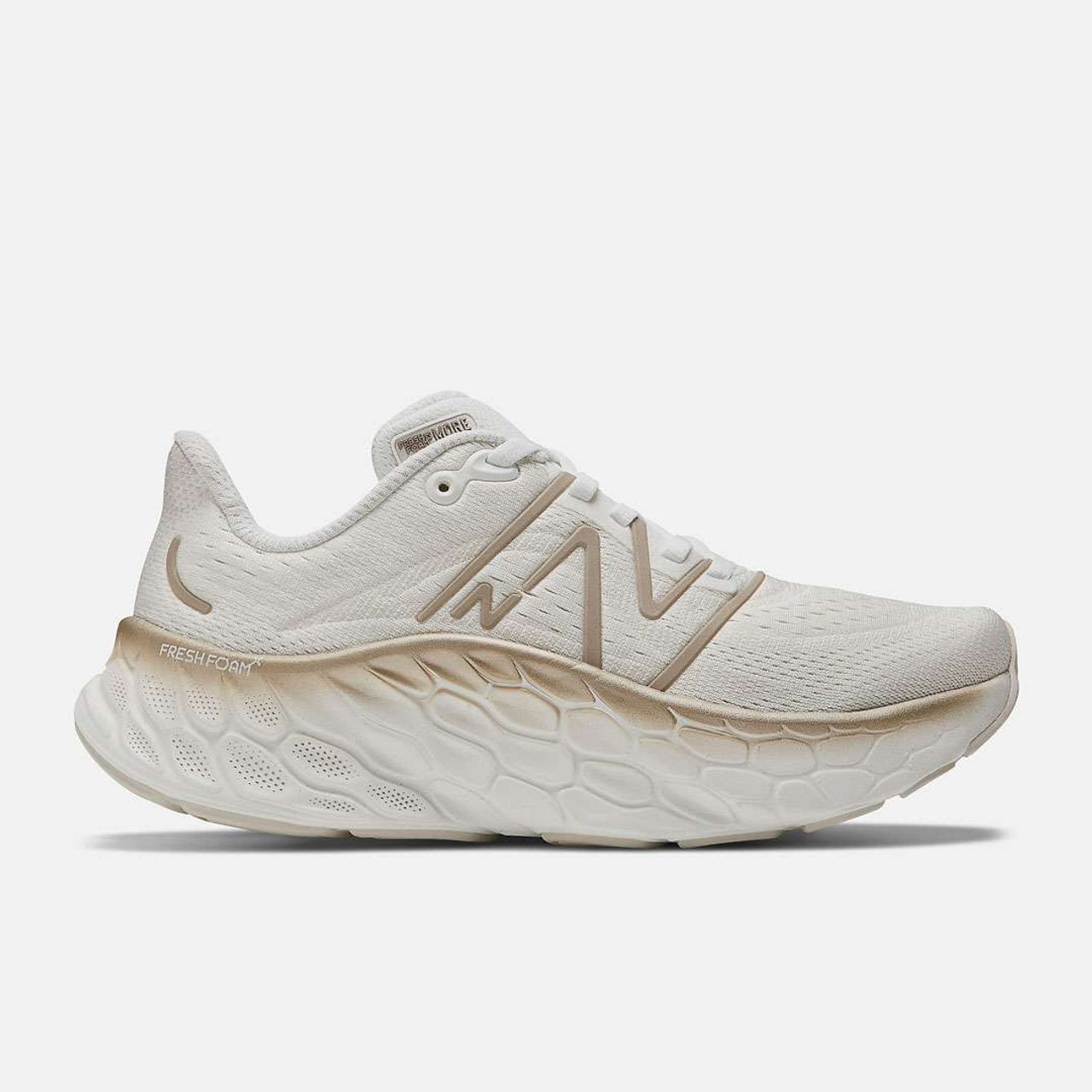 New Balance Women's Fresh Foam More v4 Running Shoes White/ Gold Moonbeam