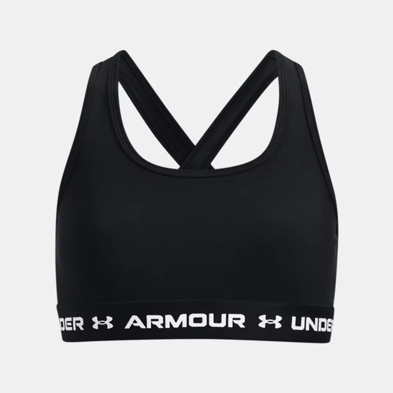 Under Armour Women's Mid Crossback Heathered Sports Bra - Black Heather