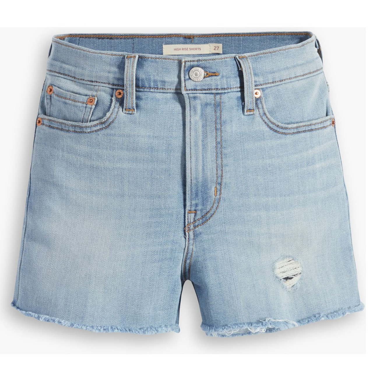 Levi's Women's High Rise Shorts - Medium Indigo Destructed