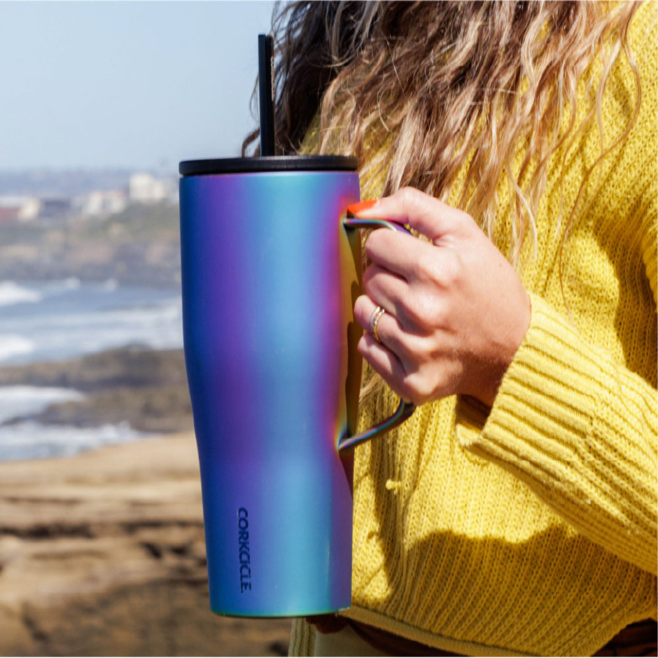 Stainless Steel Prismatic Tumbler With Straw