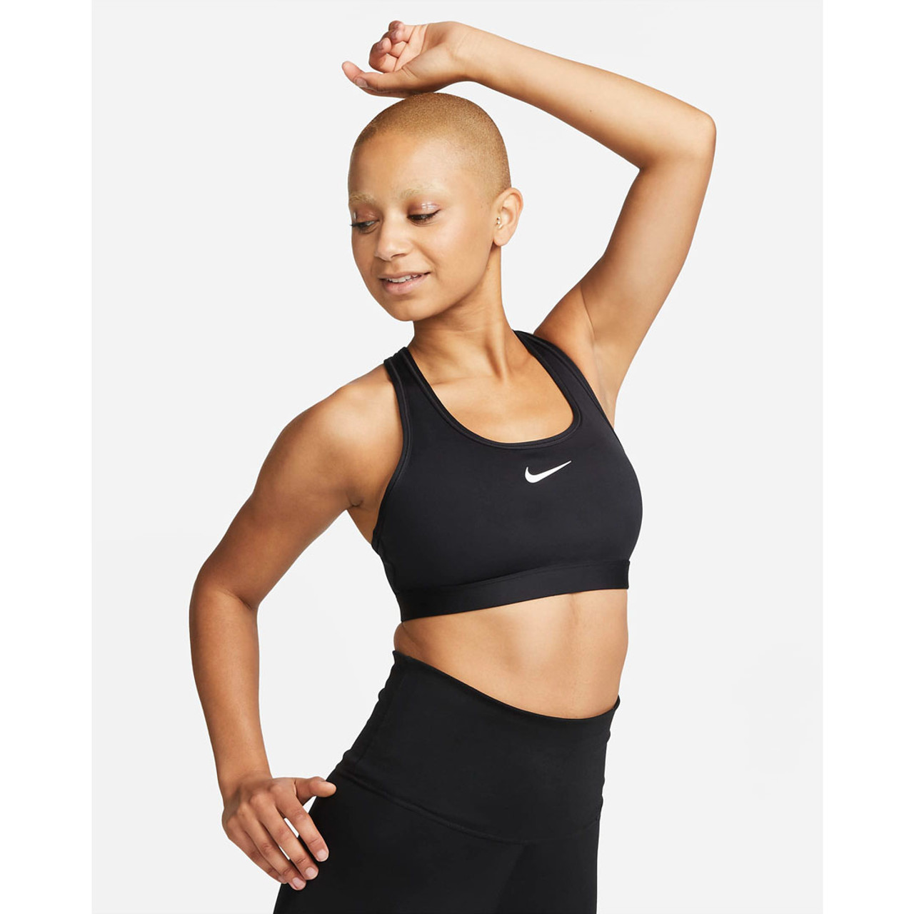 Nike Training swoosh medium support sports bra in black