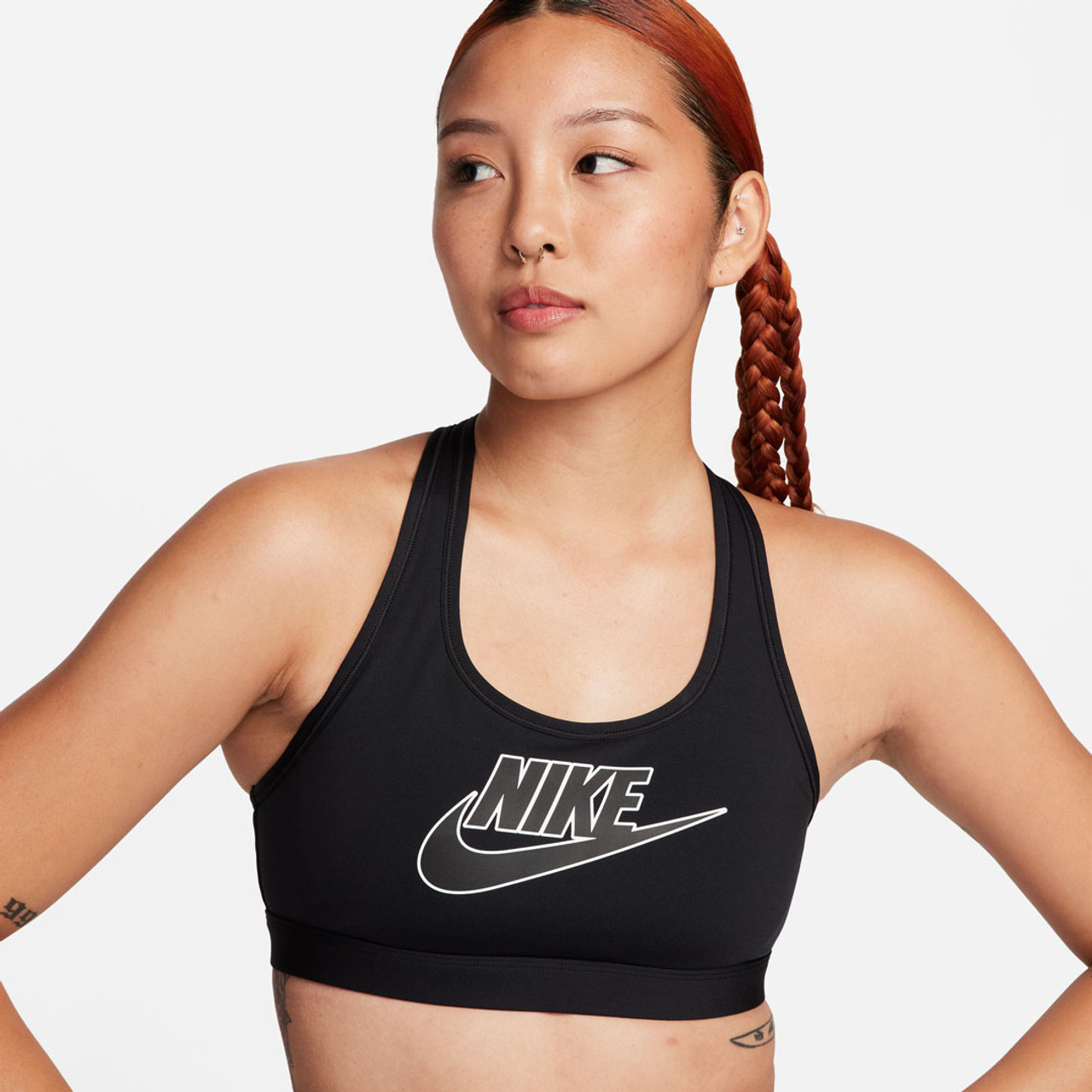 Nike Training Swoosh dri fit light-support padded sports bra in grey