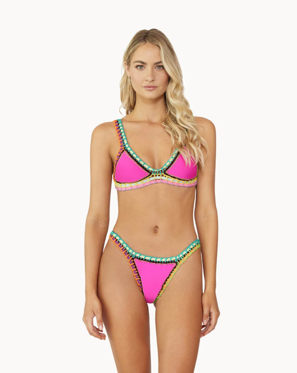 Bikini Bleu PILYQ Presley Taille M – Coupe Laser, Bandeau Bretelles, Style Sexy