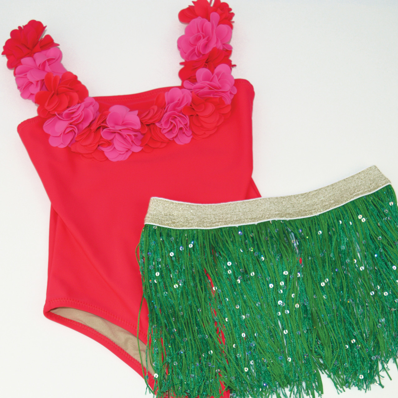 Shade Critters Toddler Girls' Hula Fringe Skirt One Piece Swimsuit