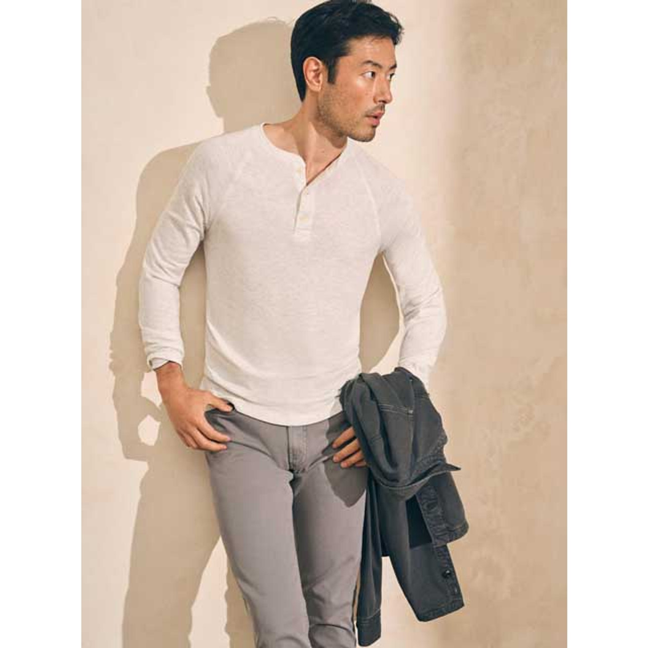 【HI FI FNK】Softy Henley Washed Top Faherty Men's Long Sleeve Cloud Henley | TYLER'S