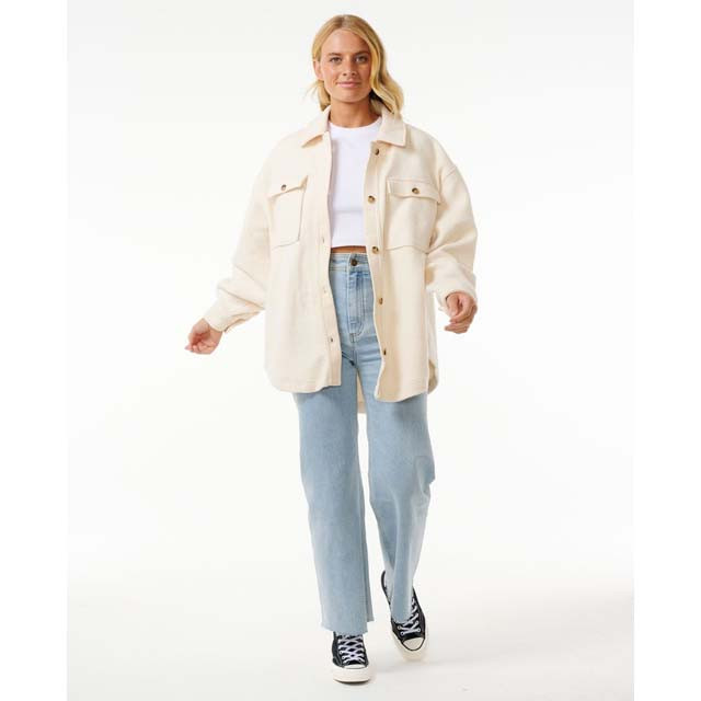 シロワカ　ファッション、クリーム Rip Curl Women's High Tide Fleece Shacket | TYLER'S