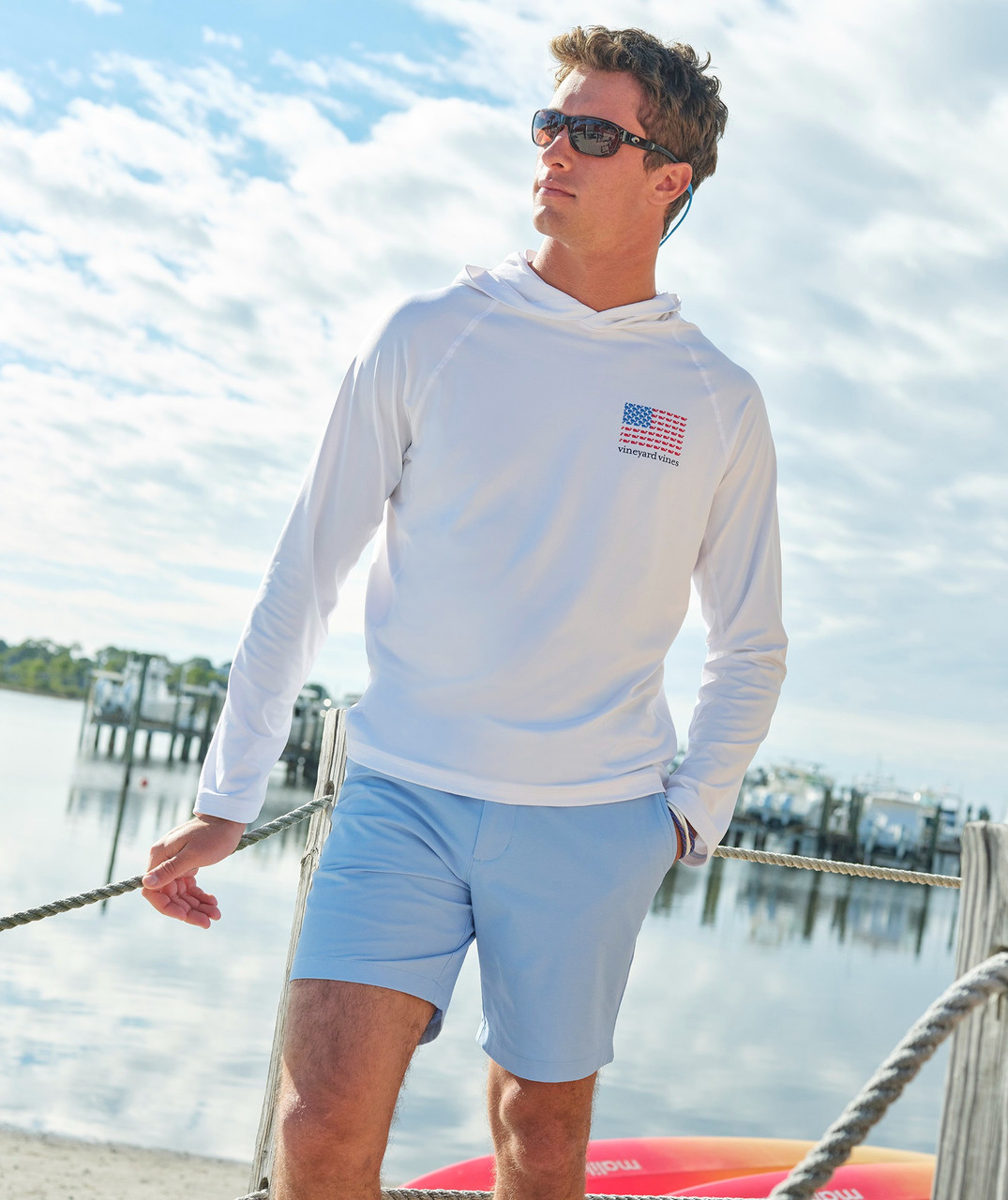 Vineyard Vines Men's Whale Flag Harbor Performance Hoodie TYLER'S