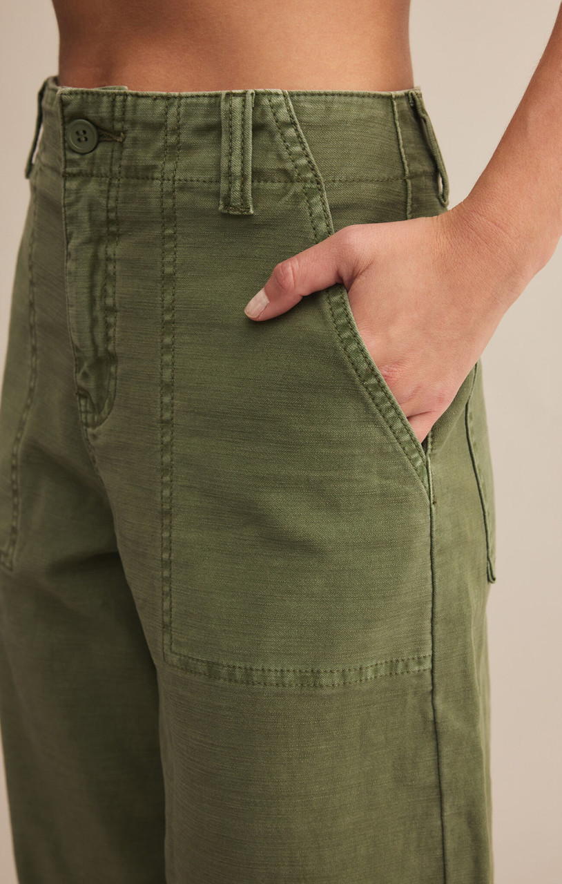 パンツ Time is on CENTER PRESSED TWILL TROUSER Denim & Co. Signature Easy Flex Twill Wide Leg Pull-On