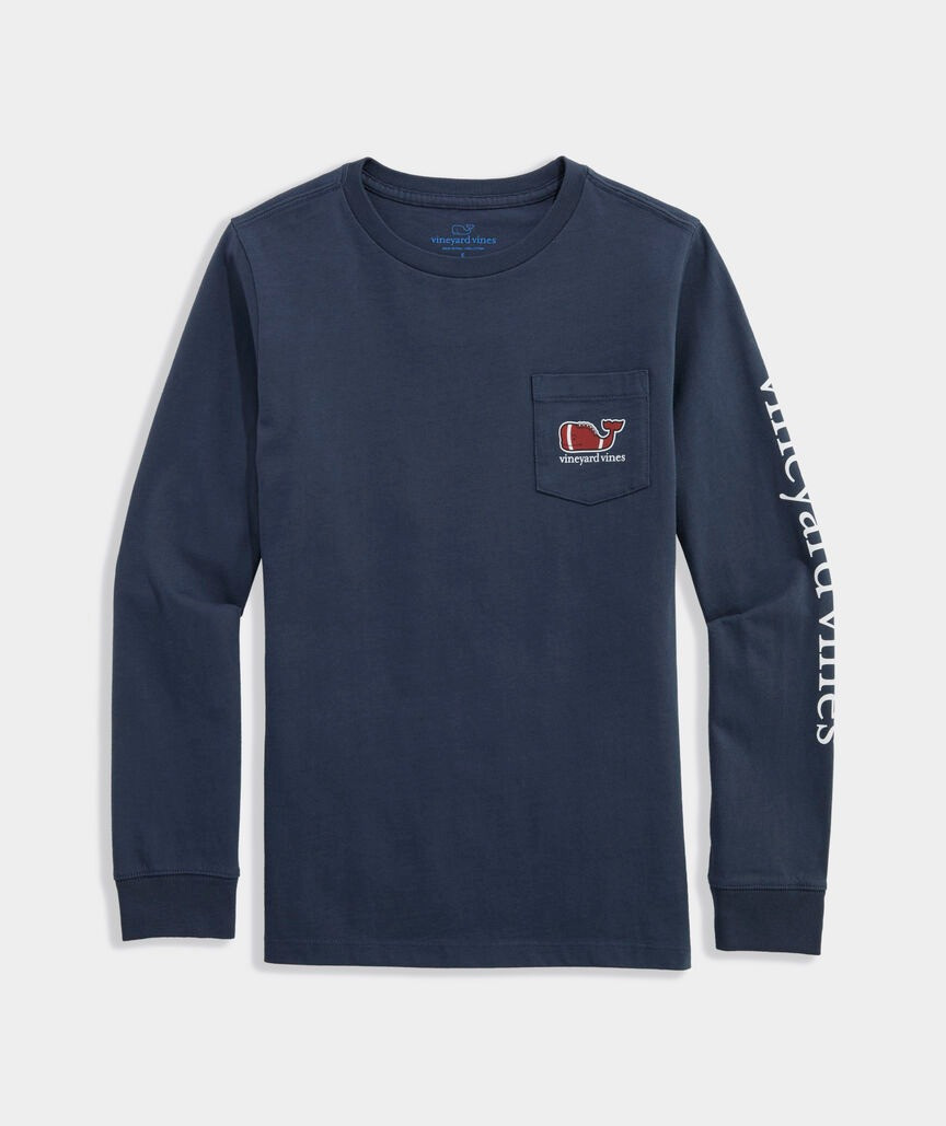 Vineyard Vines Boys' Football Whale Longsleeve Pocket Tee | TYLER'S
