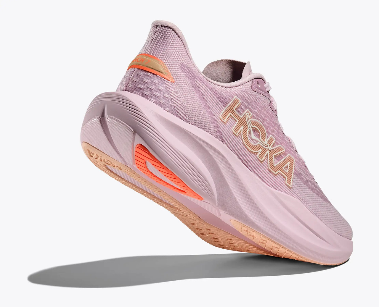 HOKA ライトパープルピンク Mach 7 ランニングシューズ HOKA Women's Mach 7 Lilac Cream/Tangerine Glow Running Shoes