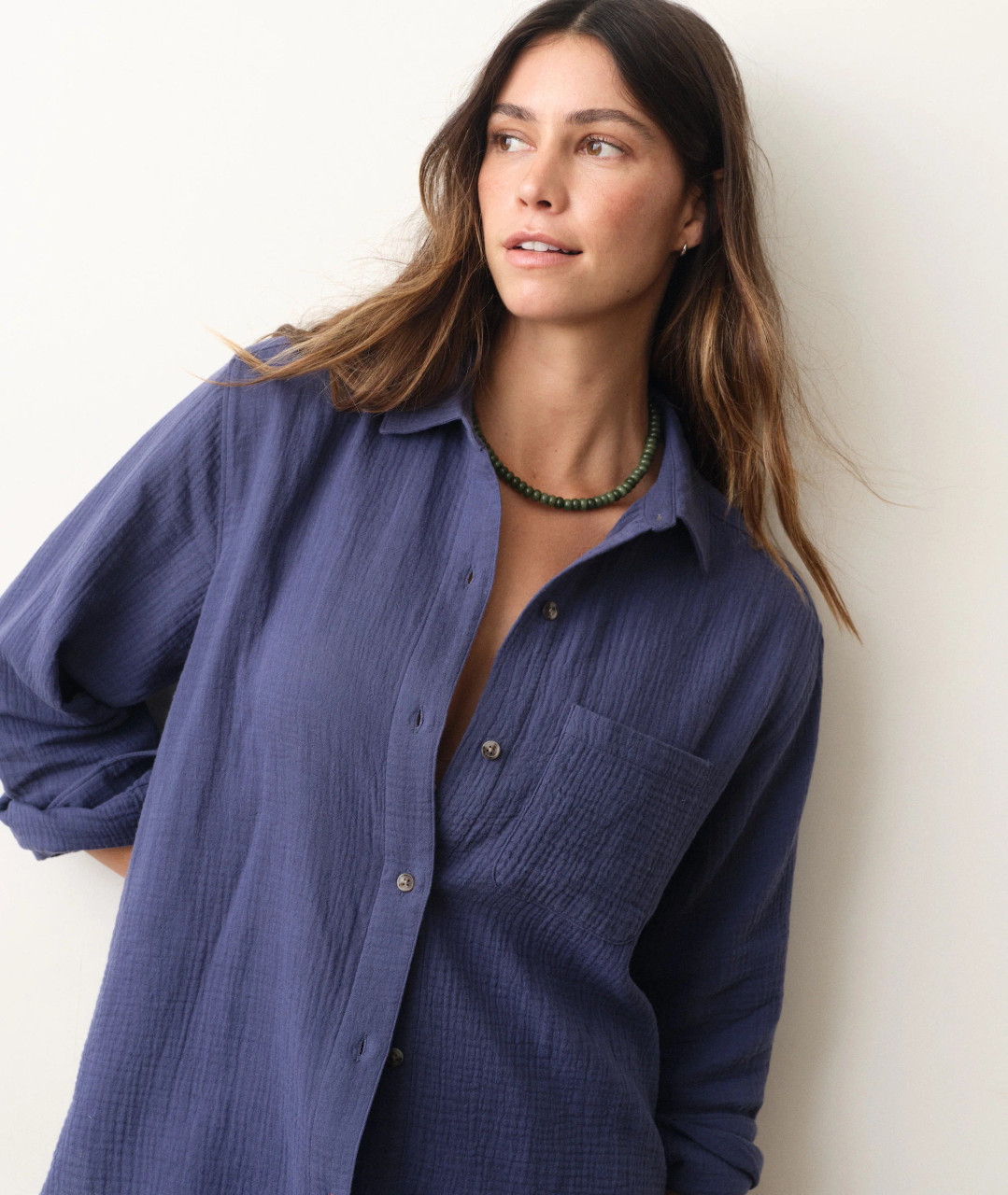 marine blue dress shirt Marine Layer Jane Relaxed Shirt