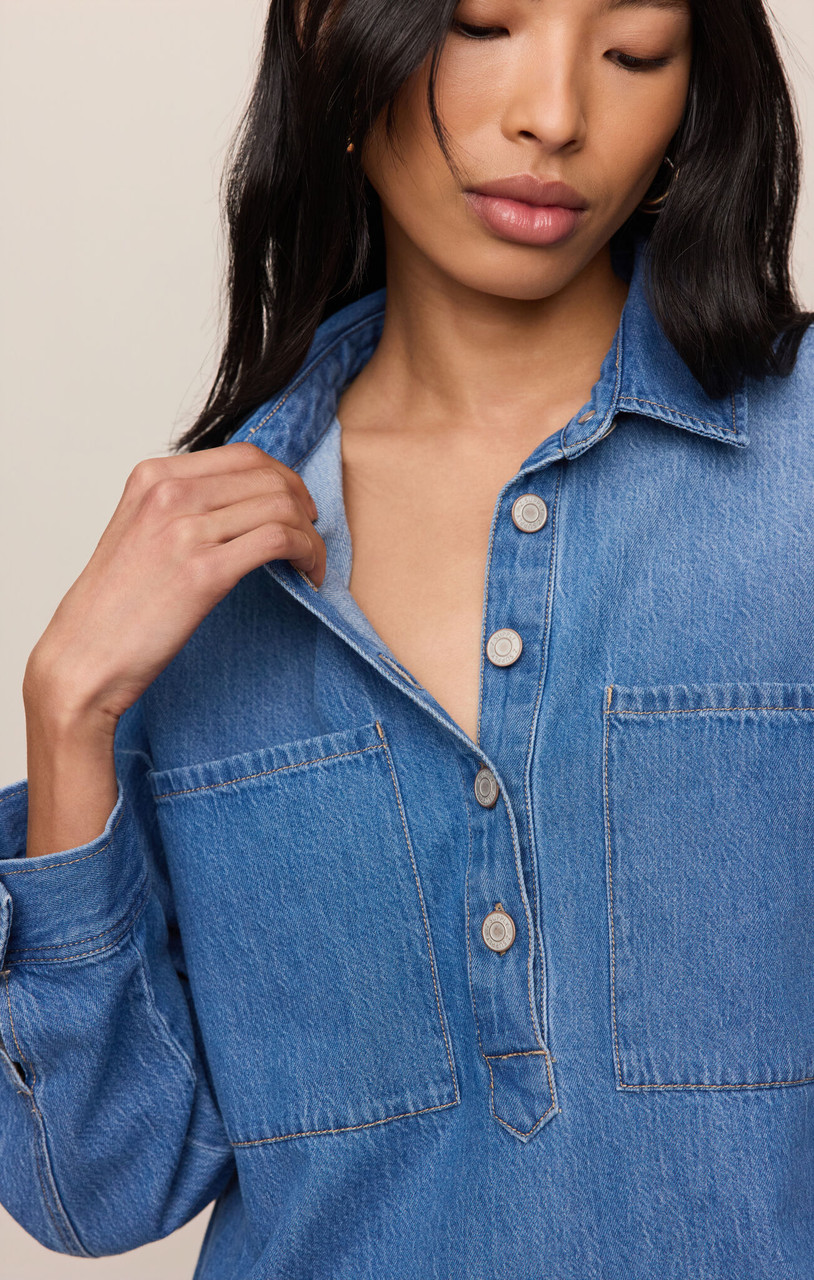 izzy denim shirt dress Izzy Denim Button Mini Dress - US 6