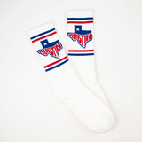 TYLER'S White Vintage Austin Crew Socks with classic design detail